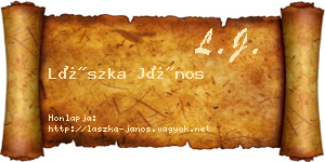 Lászka János névjegykártya